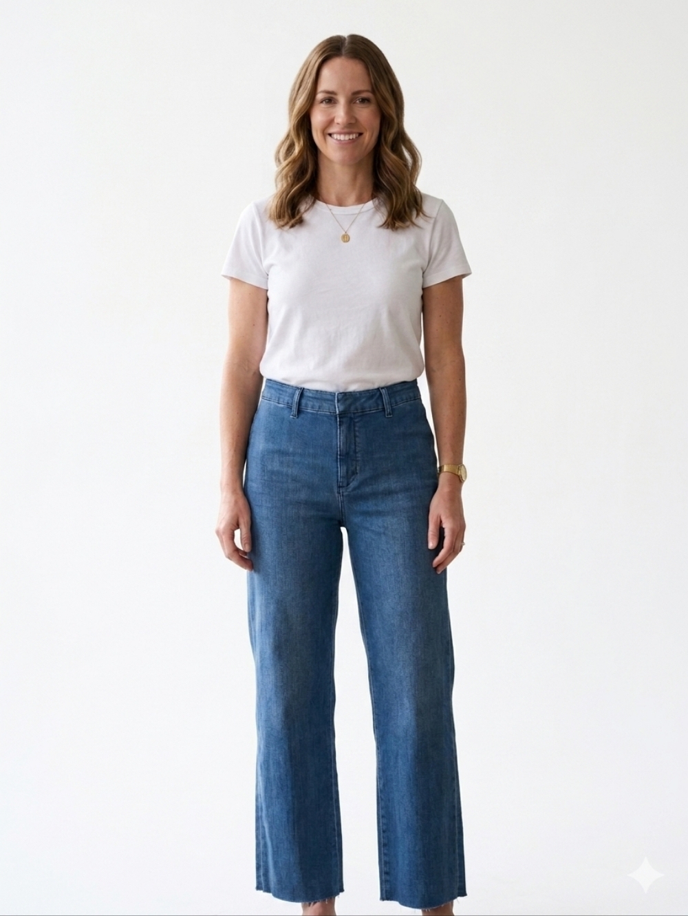 Frank & Eileen Kinsale High Rise Cropped Wide Leg Performance Denim Pants 10